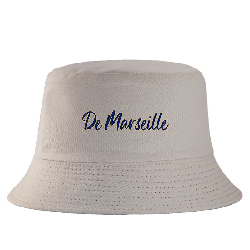 De Marseille Letter Print Reversible Bucket Hat Women Men