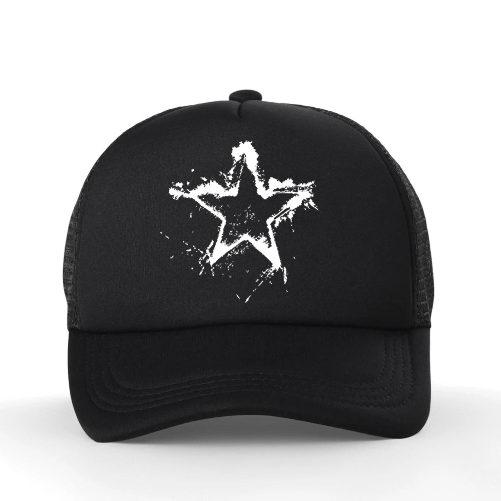 Summer Men Creative Pentagram Printed Mesh Baseball Cap