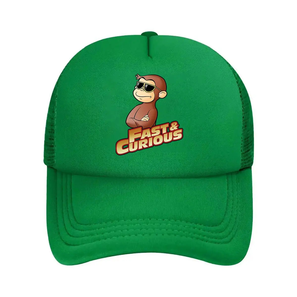 Fast Curious Playful - Inspired, Monkey Character Design Mesh Baseball Cap