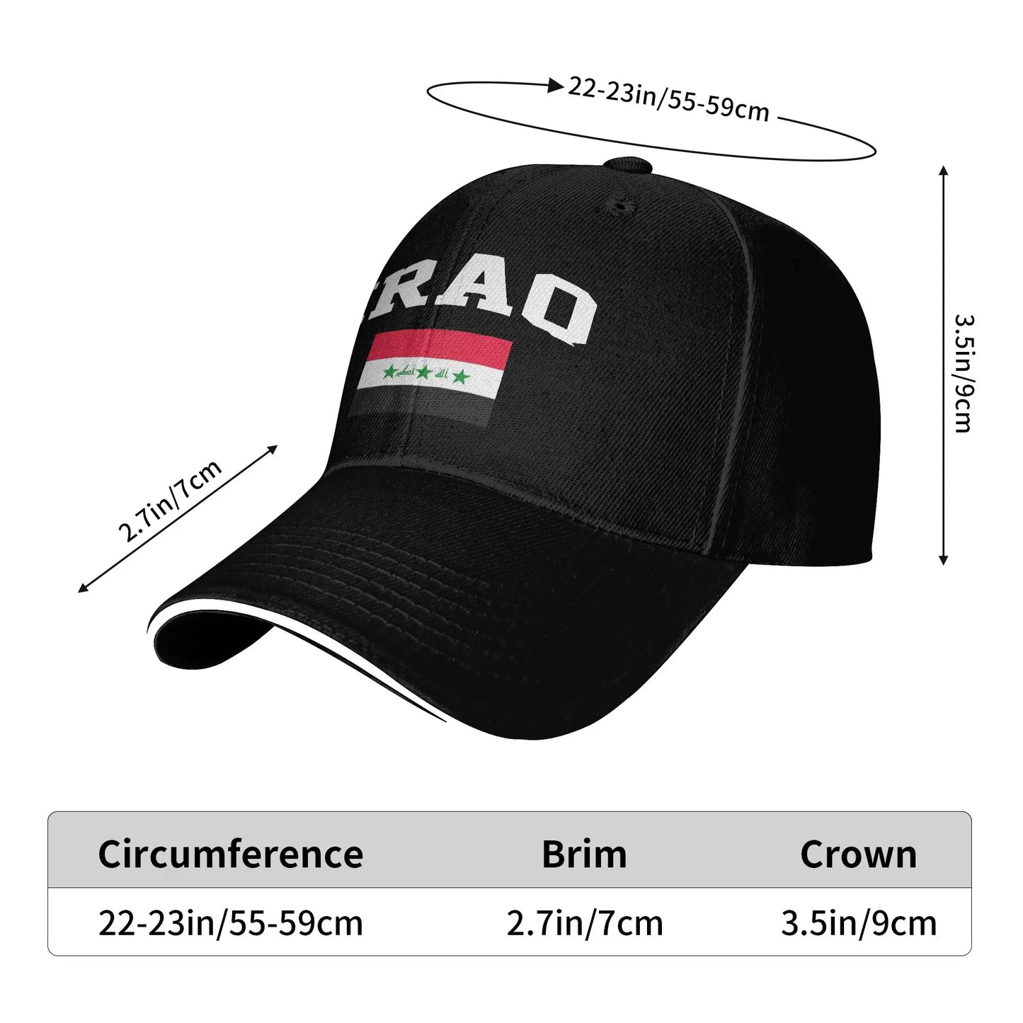 Women Men Iraq Flag Iraqi Outdoor Hat  Sun Cap Casual Baseball Cap