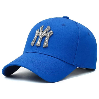 Women Cotton Solid Color Baseball Cap Men Classic Retro Diamond Letters