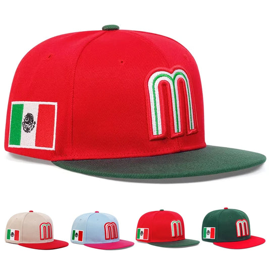 Unisex M Letter Mexico Flag Embroidery Hip hop Hats