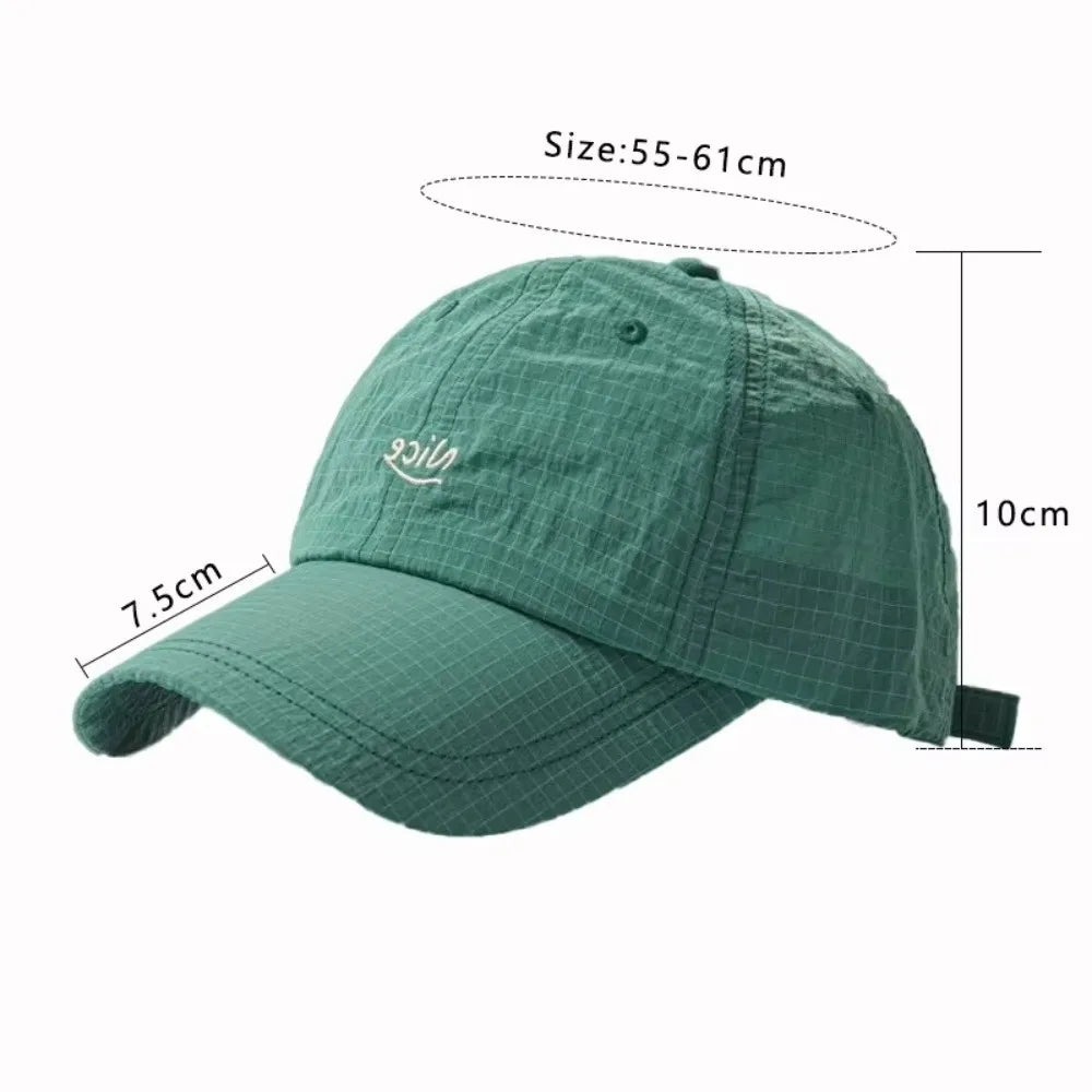Fashion Plaid Thin Sun Cap Quick-drying Letter Embroidery Sports Running Cap Baseball Cap