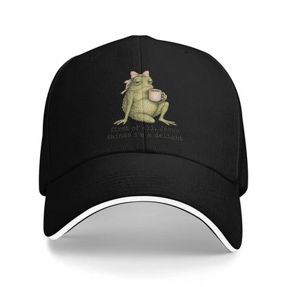 First of All Jesus Thinks I'm A Delight Frog Meme Baseball Caps