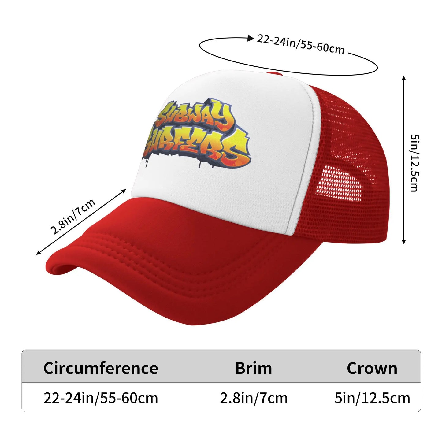 Subway Surfers Logo Mesh Baseball Cap Unisex Hip-Hop Trucker Hat Video Game Hat