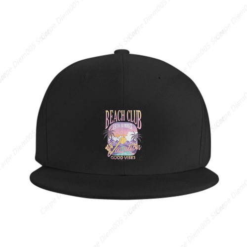 Beach Club Flat Edge Snapback Cap Couple Hiphop Street Style