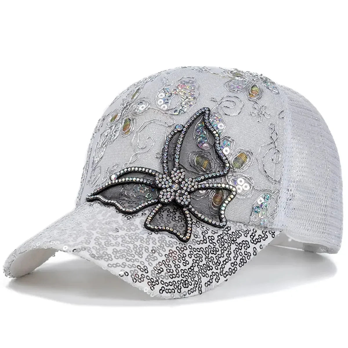 Unisex Butterfly Lace Glitter Baseball Caps