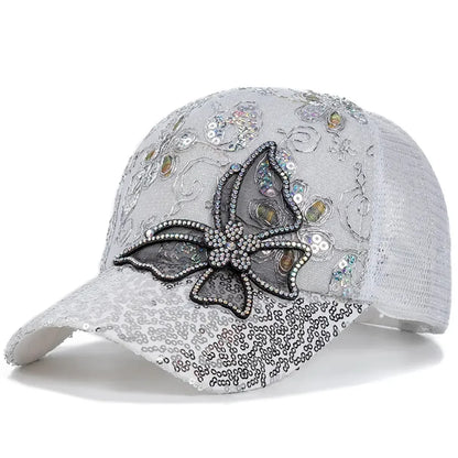 Unisex Butterfly Lace Glitter Baseball Caps