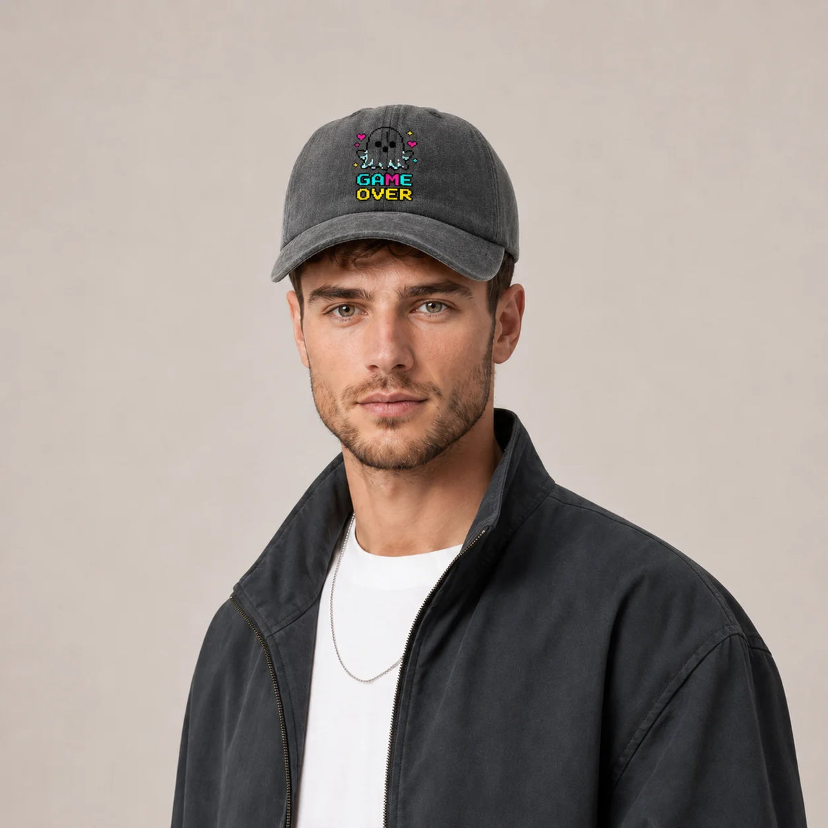 Game Over Black Cat Graphic Baseball Cap
