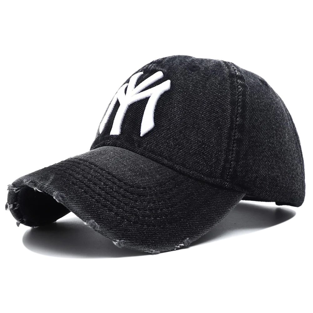 High Quality MY Embroidered Washed Denim Baseball Cap for Men Women