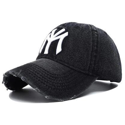 High Quality MY Embroidered Washed Denim Baseball Cap for Men Women