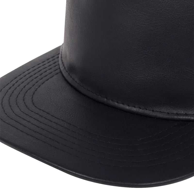 Solid Leather Snapback Hat Men Women Adjustable Baseball Cap Sport Hip Hop Golf Caps Male Female