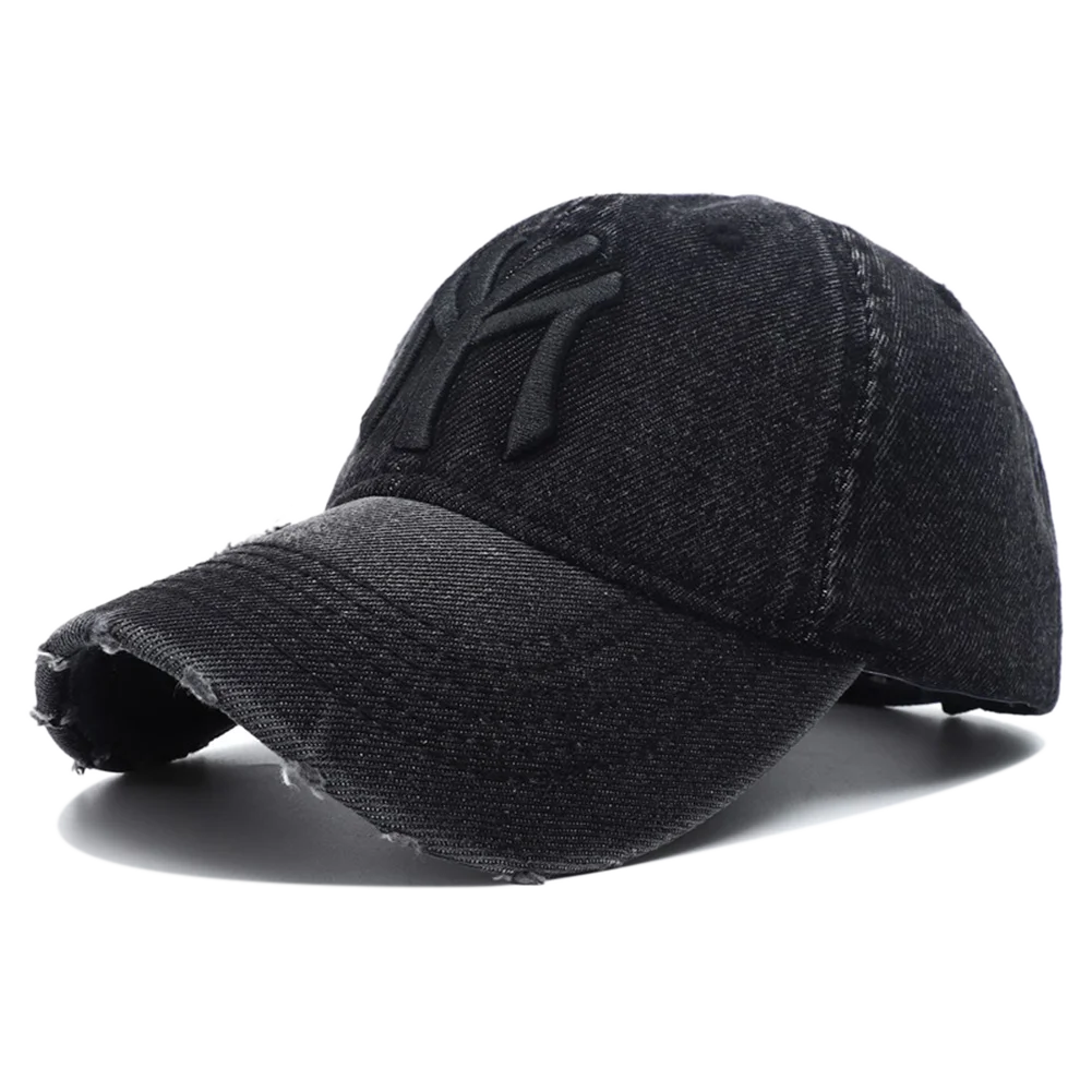 High Quality MY Embroidered Washed Denim Baseball Cap for Men Women