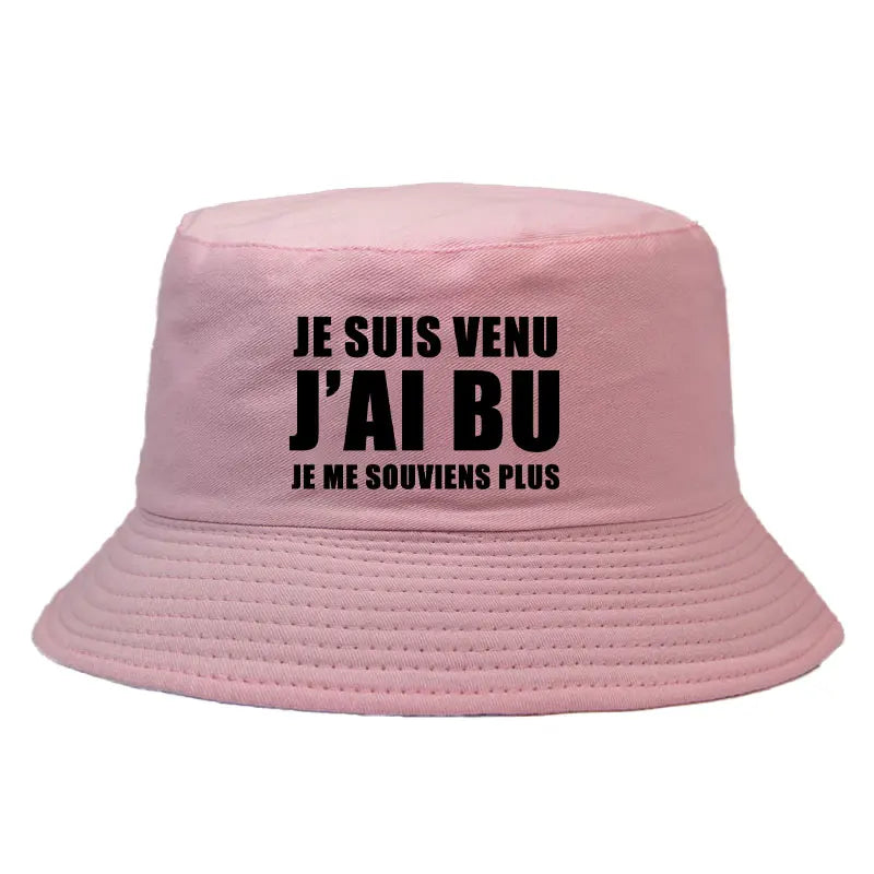 Chapeau Bob Réversible Je Suis Venu J’ai Bu Je Me Souviens Plus 8 Couleurs Adult Bucket Hat
