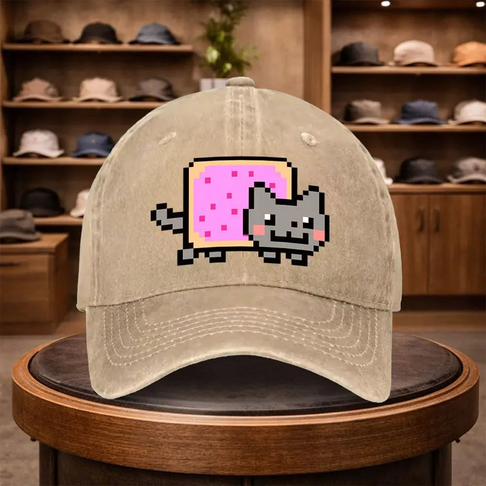A Men'S Pixel Donut Cat Baseball Cap