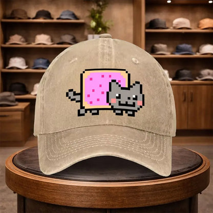 A Men'S Pixel Donut Cat Baseball Cap