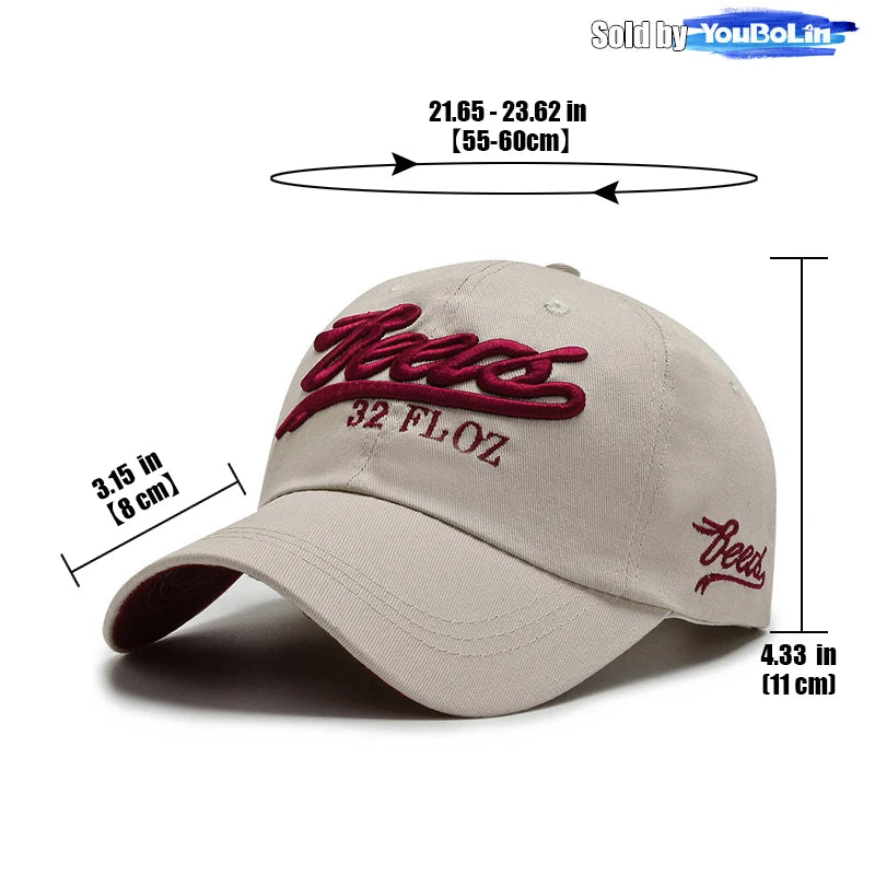 Letters 3D Embroidery Cotton Adjustable Baseball Cap