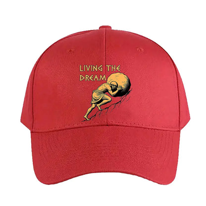 Living The Dream Sisyphus Greek Mythology Meme Baseball Cap Woman Man Adult Summer Adjustable with Curved Brim duckbill cap