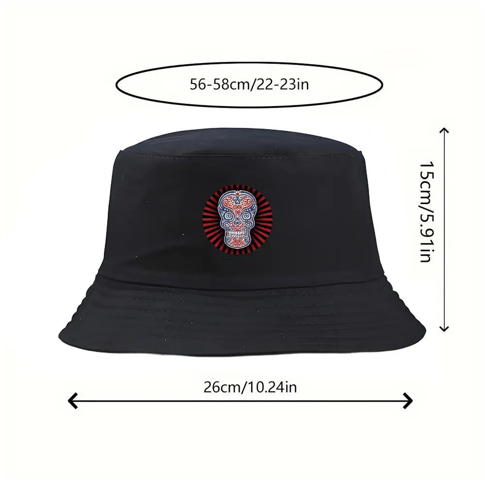 Sugar Skull Bucket Hat Summer Fisherman Hat Cotton Fishing Cap For Men Women