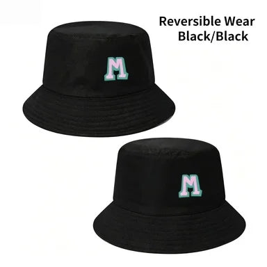 Two-Tone Outline Letter M Embroidery Reversible Bucket Hat
