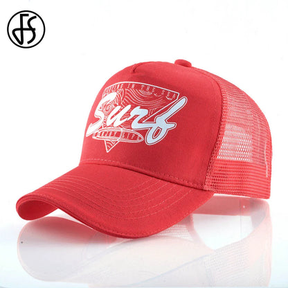 FS Red Yellow 5 Panel Baseball Cap For Men Summer