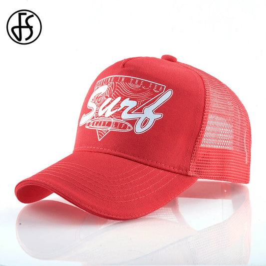 FS Red Yellow 5 Panel Baseball Cap For Men Summer
