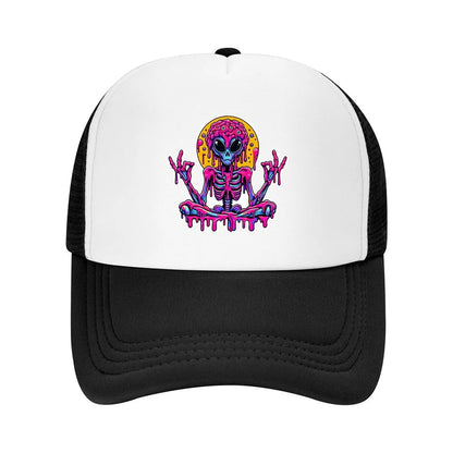 Psychedelic Alien Skeleton Breathable Mesh Baseball Cap