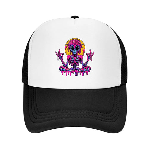 Psychedelic Alien Skeleton Breathable Mesh Baseball Cap