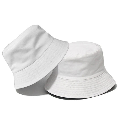 Black Solid Dots Bucket Hat Two Side Wear Unisex Simple Bob Caps Men Women
