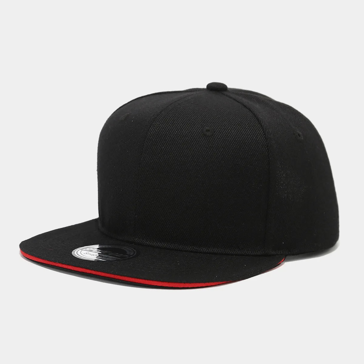 New Flat-Brim Hip-Hop Hat Solid Black Sun Hat Men Women Snapback Cap