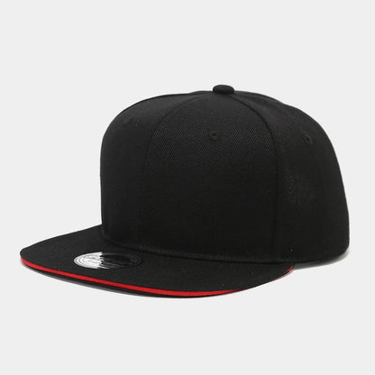 New Flat-Brim Hip-Hop Hat Solid Black Sun Hat Men Women Snapback Cap