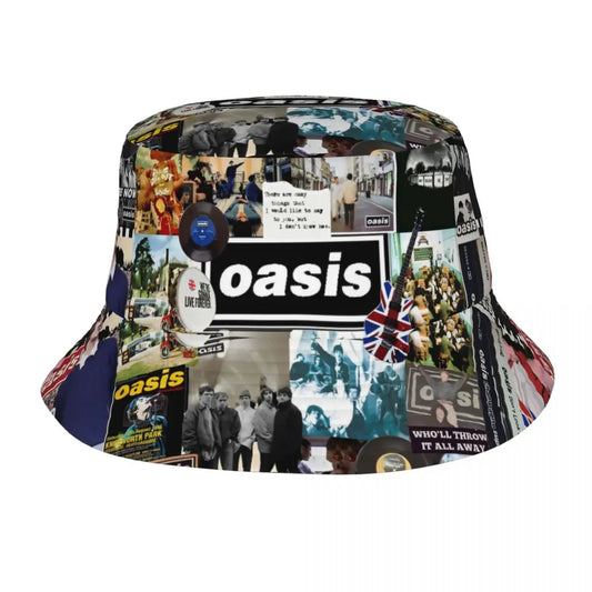 Streetwear O-Oasis Rock Collage Bucket Hats Teen Lightweight Outdoor