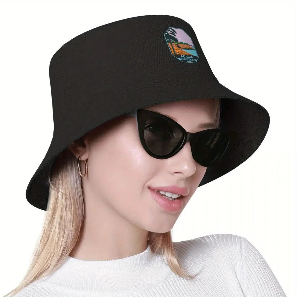 Acadia Park Maine Bar Harbor Emblem Bucket Hat
