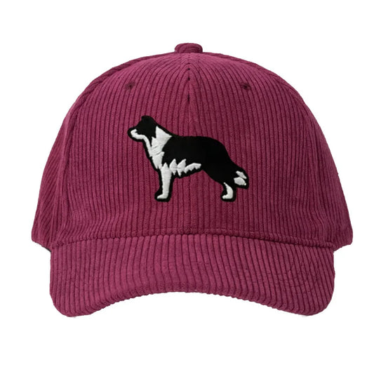Border Collie Corduroy Cap Embroidered Dog Design Unisex Baseball Hat For Men Women