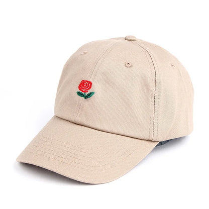 Unisex Rose Embroidery Baseball Cap For Men Women Flower Cap