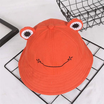 Cute Anti-Fog Cotton Embroidery Sun Protective Frog Sun Hat Visors Hat Bucket cap