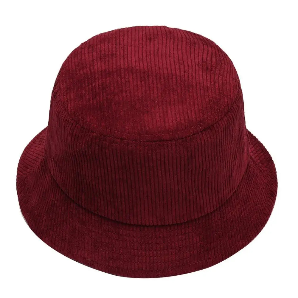 High Quality Corduroy Bucket Hat Casual Solid Color Foldable Fisherman
