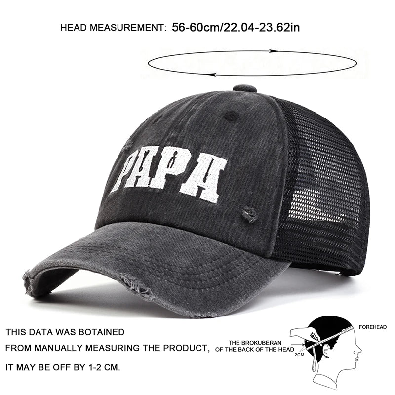 Unisex PAPA Letter Embroidery Baseball Net Caps Sunscreen Hat Sports Cap