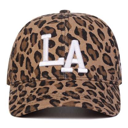 Unisex La Letter Embroidery Leopard Print Baseball Caps