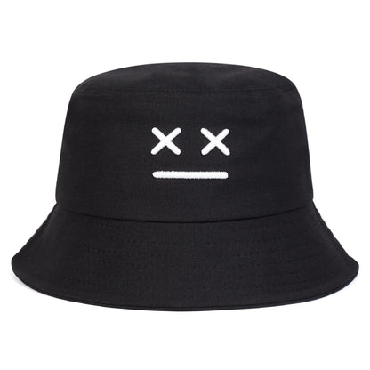 Unisex XX Smiling Face Embroidery Personality Bucket Hats
