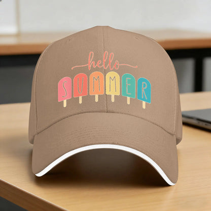 Hello Summer Vacation Ice Cream Sun Baseball Cap