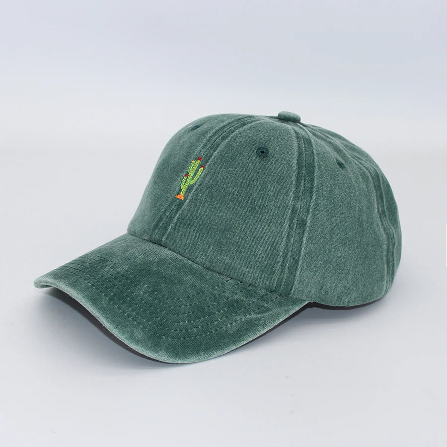 Mini Cactus Embroidery vintage soft Baseball caps Men Women
