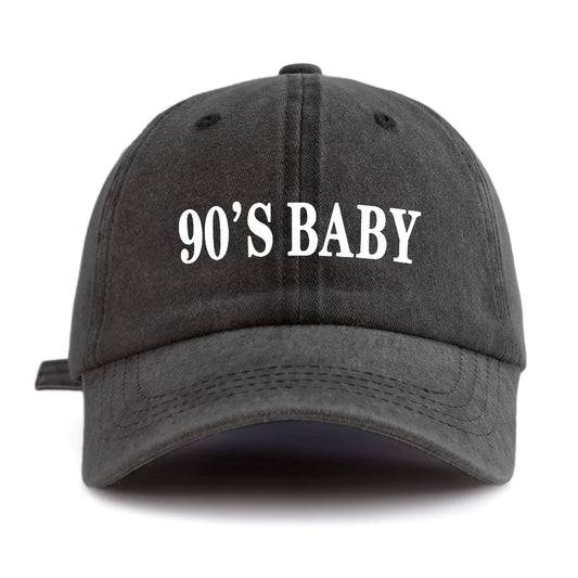 90'S BABY Print Washed Baseball Cap For Adults