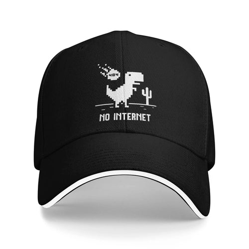 Baseball Cap Funny No Internet T Rex for Programmers Running Hippie