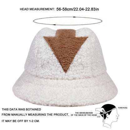Unisex Arrow Style Personality Lambhair Bucket Hats Warm Fishermen Caps