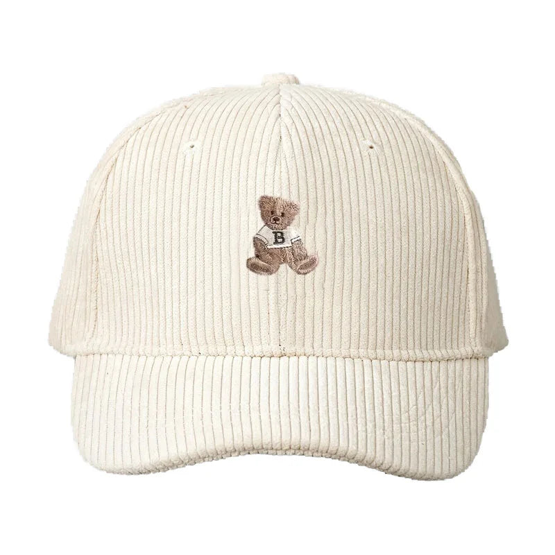 Corduroy Baseball Cap Men Women Teddy Bear Pattern Sun Protection Outdoor