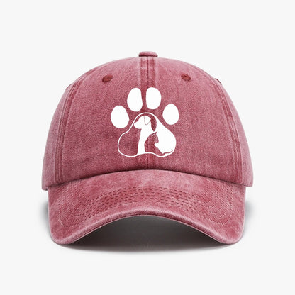 Dog Paw Print Washed Baseball Cap