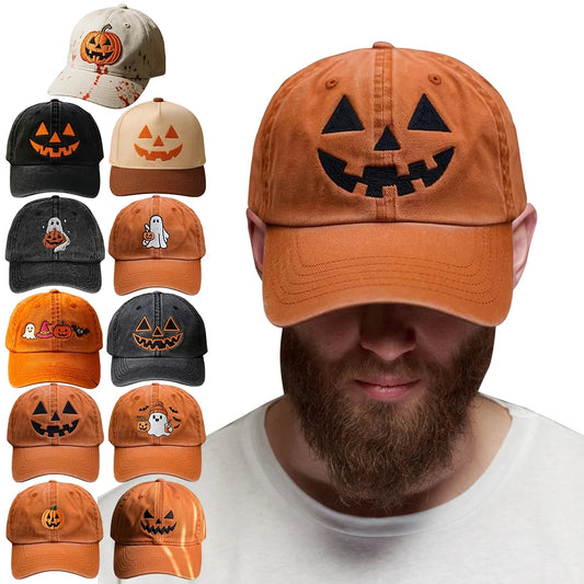 Halloween Pumpkin Face Baseball Hats for Men/Women Pumpkin Embroidery Baseball Caps