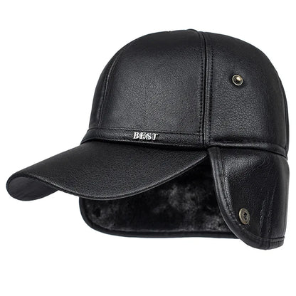 Winter New Men's Hat Imitation Leather Baseball Cap