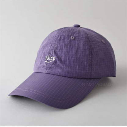 Quick Dry Baseball Cap With Letter Embroidery & Plaid